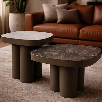 Sofabord Velmora Svart Vulcano, Kobber 75x75 cm