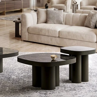 Sofabord Velmora Svart Vulcano, Kobber 100x100 cm
