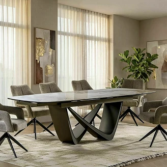 Uttrekkbart spisebord Arvela Hvit Pandoro, Kobber 200x98 cm