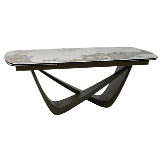 Uttrekkbart spisebord Arvela Hvit Pandoro, Kobber 200x98 cm