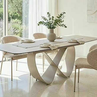 Uttrekkbart spisebord Norevi Beige Travertine, Kashmir 160x95 cm