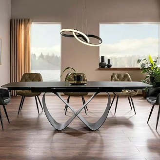 Uttrekkbart spisebord Norevi Svart Azario Black, Matt svart 160x95 cm