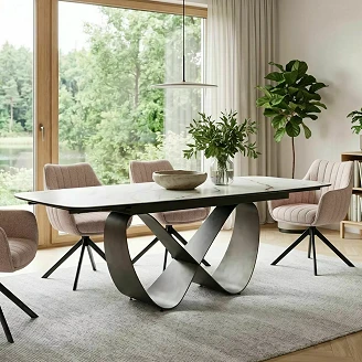 Uttrekkbart spisebord Norevi Hvit Amber Bianco, Kobber 160x95 cm