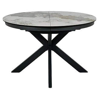 Uttrekkbart spisebord Selari Hvit Pandoro, Svart 120x120 cm