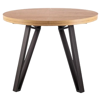 Uttrekkbart spisebord Velessa Eik Artisan, Svart Ø100 cm