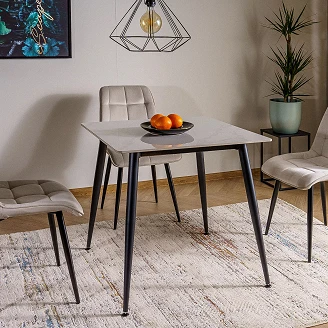 Spisebord Aleria Hvit, Svart 80x80 cm