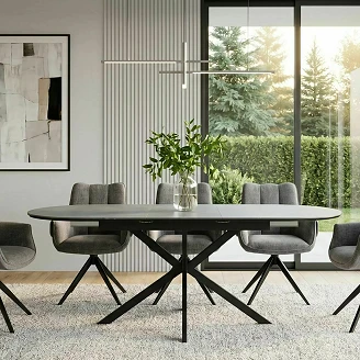 Uttrekkbart spisebord Sorvani Grå, Svart 140x80 cm