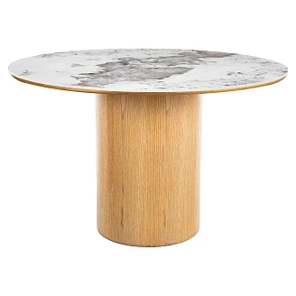 Spisebord Maveli Hvit Pandoro, Eik Ø120 cm