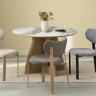 Spisebord Mirella Hvit Pandoro, Eik Ø120 cm
