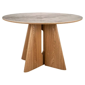 Spisebord Mirella Hvit Pandoro, Eik Ø120 cm