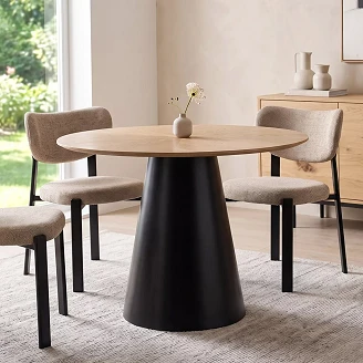 Spisebord Viresta Eik, Svart Ø100 cm