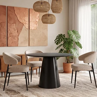 Spisebord Viresta Grå, Svart Ø100 cm