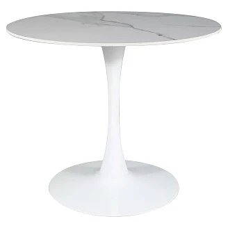 Spisebord Mireva Hvit marmoreffekt, Hvit Ø90 cm