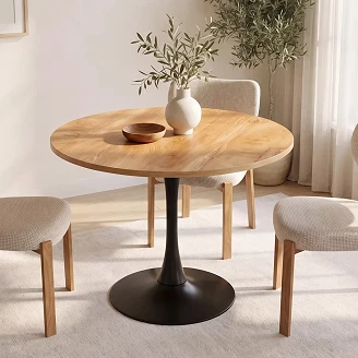 Spisebord Avelia Eik, Matt svart Ø90 cm