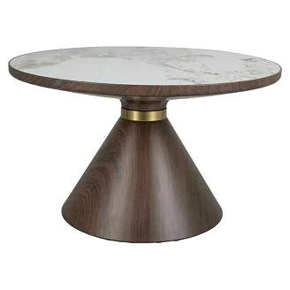 Sofabord Serano Hvit, Brun Ø70 cm