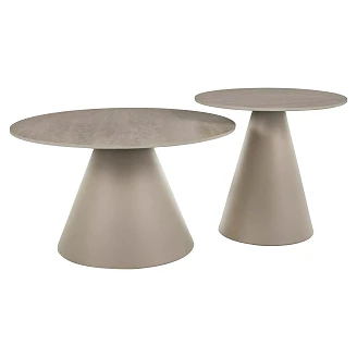 Sett med sofabord Ø50 & Ø70 cm Norvessa Travertine, Kashmir