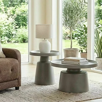 Sett med sofabord Ø50 & Ø70 cm Varelia Beige