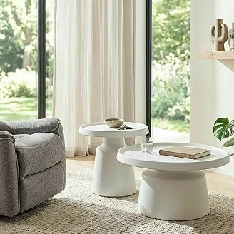 Sett med sofabord Ø50 & Ø70 cm Varelia Lysegrå