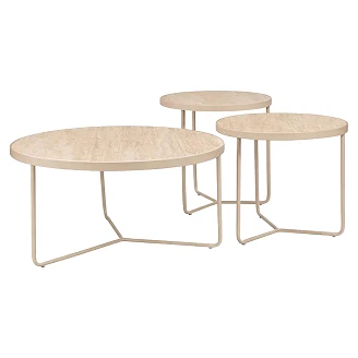 Sett med sofabord Ø50x45, Ø50x50 & Ø70 cm Veyra Travertine, Kashmir