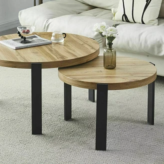 Sett med 2 stk. sofabord Valt Eik Artisan, Svart Ø80 cm