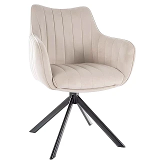 Stol Nelin Beige, Svart Velour
