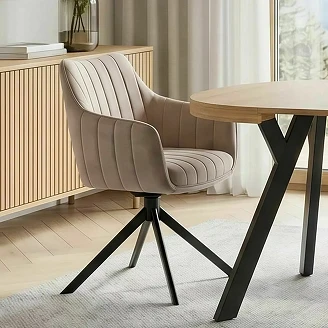 Stol Nelin Mørkbeige, Svart Velour