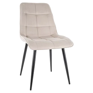 Stol Birk Lysebeige, Svart Velour