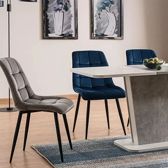 Stol Birk Marineblå, Svart Velour