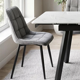 Stol Birk Grå, Svart Velour