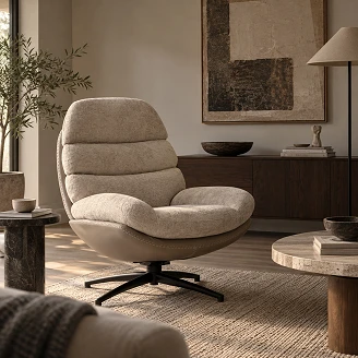 Loungestol Ravn Svart, Beige