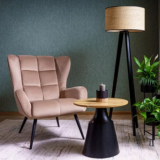 Lenestol Rikke Matt svart, Beige Velour