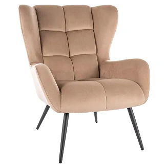 Lenestol Rikke Matt svart, Beige Velour