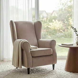 Lenestol Olin Mørkbeige, Wenge Velour