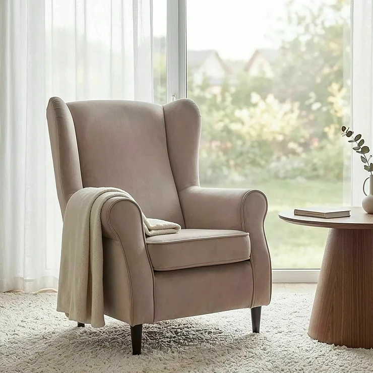 Lenestol Olin Mørkbeige, Wenge Velour
