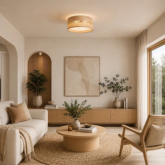Taklampe Lunera Beige, Hvit Ø45 cm