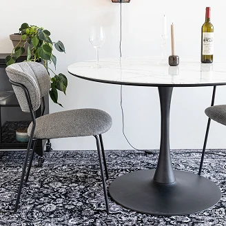 Spisebord Aislen Hvit, Svart Ø110 cm