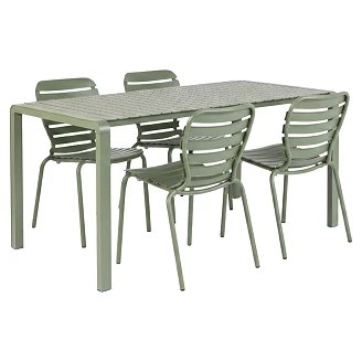 Zuiver Hagemøbelsett Vondel med Bord 214 cm & 4 Stoler Grønn