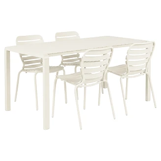 Zuiver Hagemøbelsett Vondel med Bord 214 cm & 4 Stoler Hvit