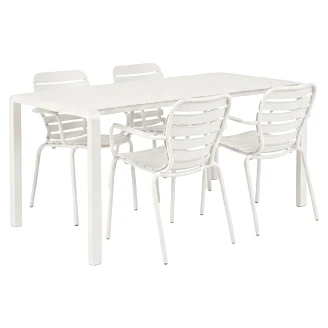 Zuiver Hagemøbelsett Vondel med Bord 168 cm & 4 Stoler Hvit