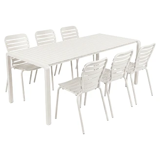Zuiver Hagemøbelsett Vondel med Bord 214 cm & 6 Stoler Hvit