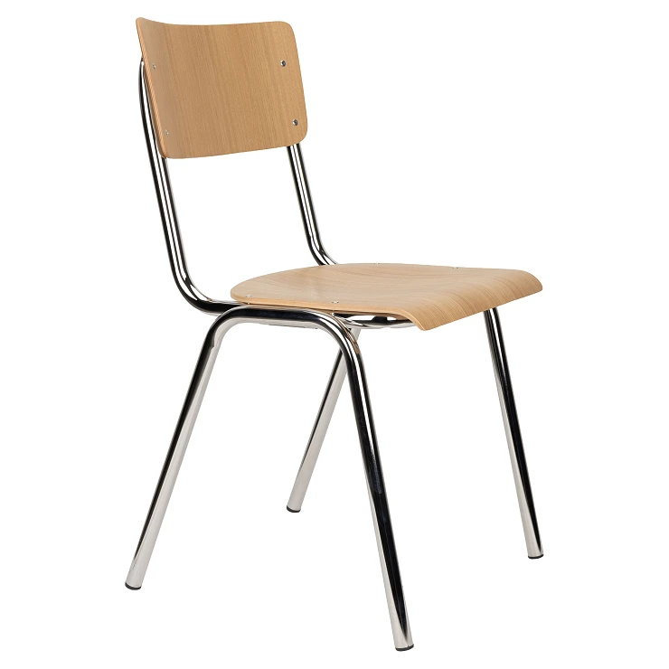 Zuiver Stol Back to School Eik, Krom