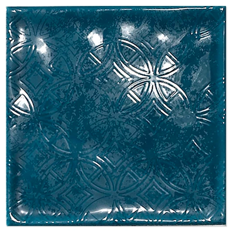 Dekor Veggflis Smycke Påfågelblå Blank-Relieff 15x15 cm