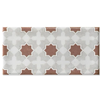 Dekor Veggflis Smycke Bård Stjärnrosett Blank 8x15 cm