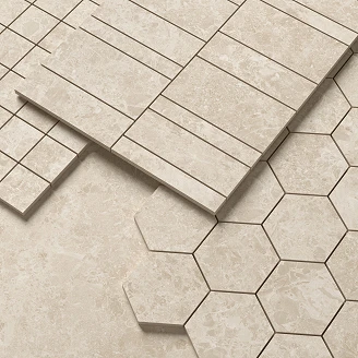 Unicomstarker Sekskant Mosaikk Gulvflis Blooming Stone Sunny Beige Matt 30x34 (11.2x9.7) cm
