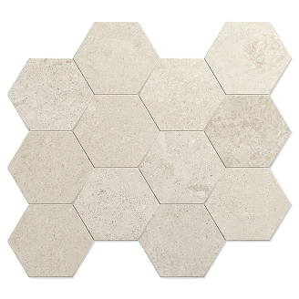Unicomstarker Sekskant Mosaikk Gulvflis Chateaux Perla Matt 30x34 (11.2x9.7) cm