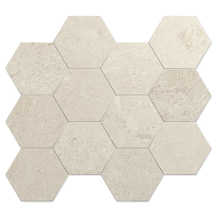 Unicomstarker Sekskant Mosaikk Gulvflis Chateaux Perla Matt 30x34 (11.2x9.7) cm
