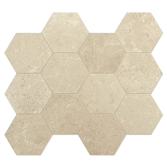 Unicomstarker Sekskant Mosaikk Gulvflis Chateaux Avorio Matt 30x34 (11.2x9.7) cm