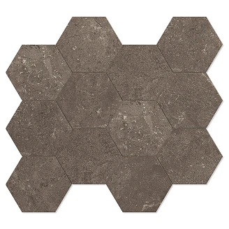 Unicomstarker Sekskant Mosaikk Gulvflis Chateaux Antracite Matt 30x34 (11.2x9.7) cm