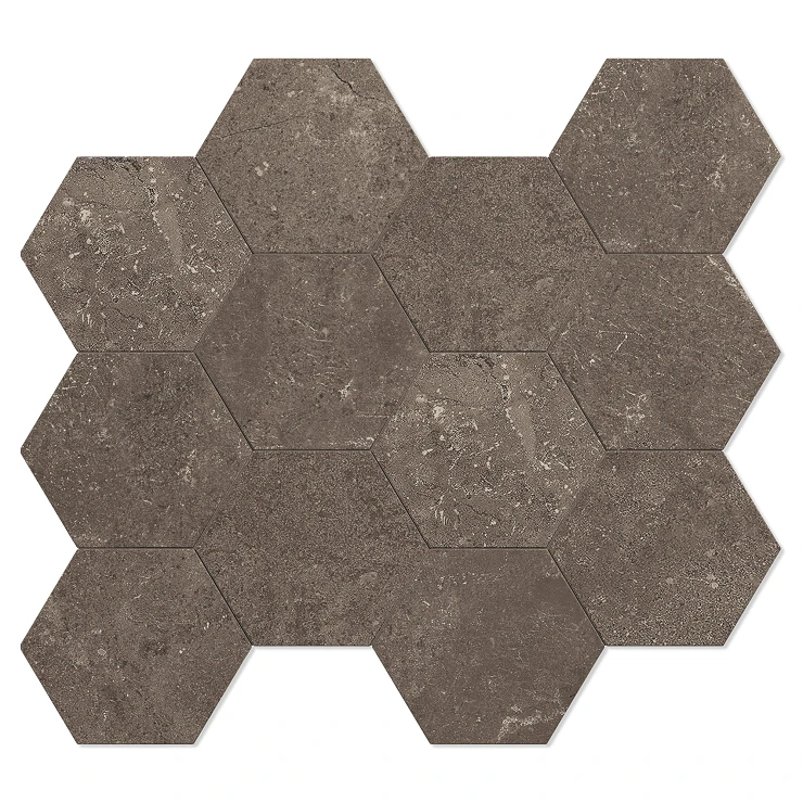 Unicomstarker Sekskant Mosaikk Gulvflis Chateaux Antracite Matt 30x34 (11.2x9.7) cm