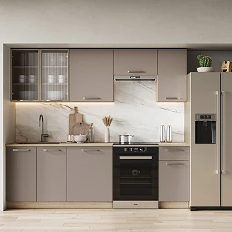Kjøkken Fredrika Cremona Eik/Beige 240 cm med Benkeplate